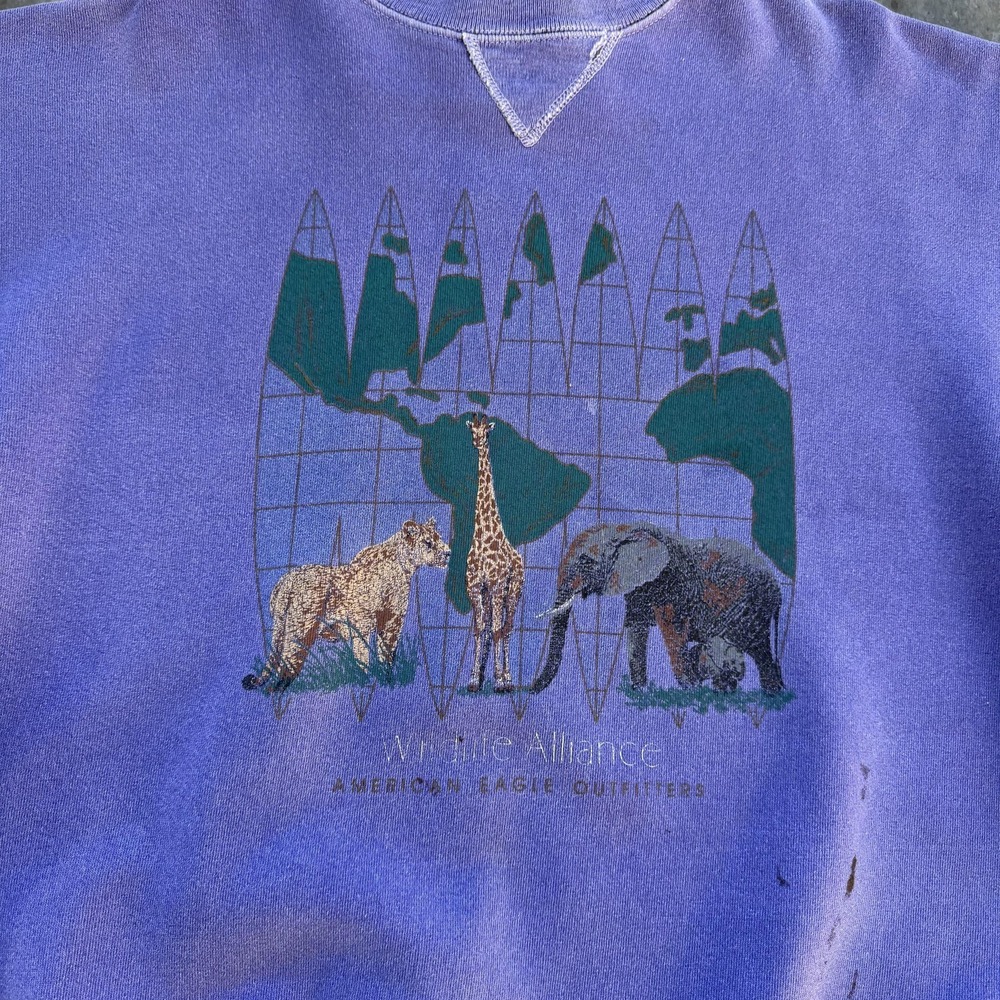 Vintage American Eagle Outfitters Sweatshirt Mens Large Purple Wildlife 90s USA - Picture 2 of 6
